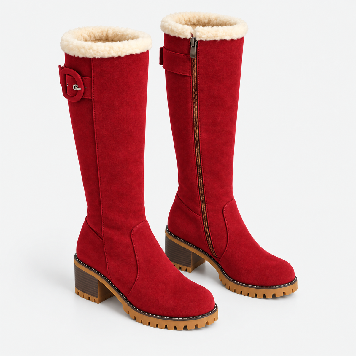 NAJAS | Women’s Knee High Boots Suede Upper Rubber Sole Casual Shoes