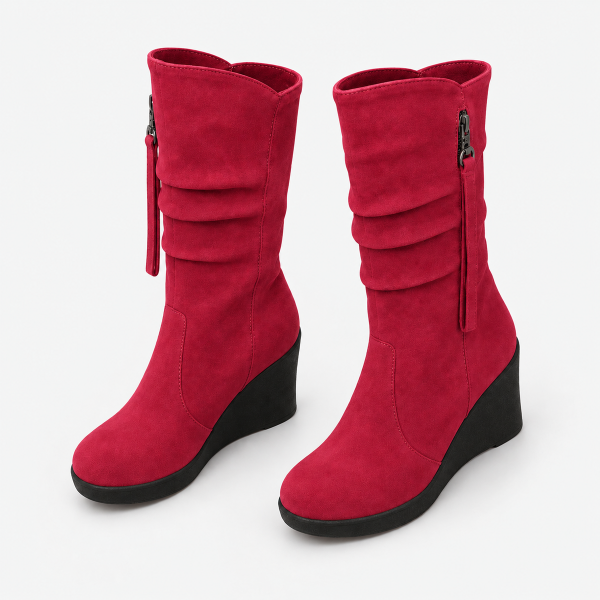 NAJAS | Women’s Suede Chelsea Boots Wedge Heel Waterproof Platform Shoes