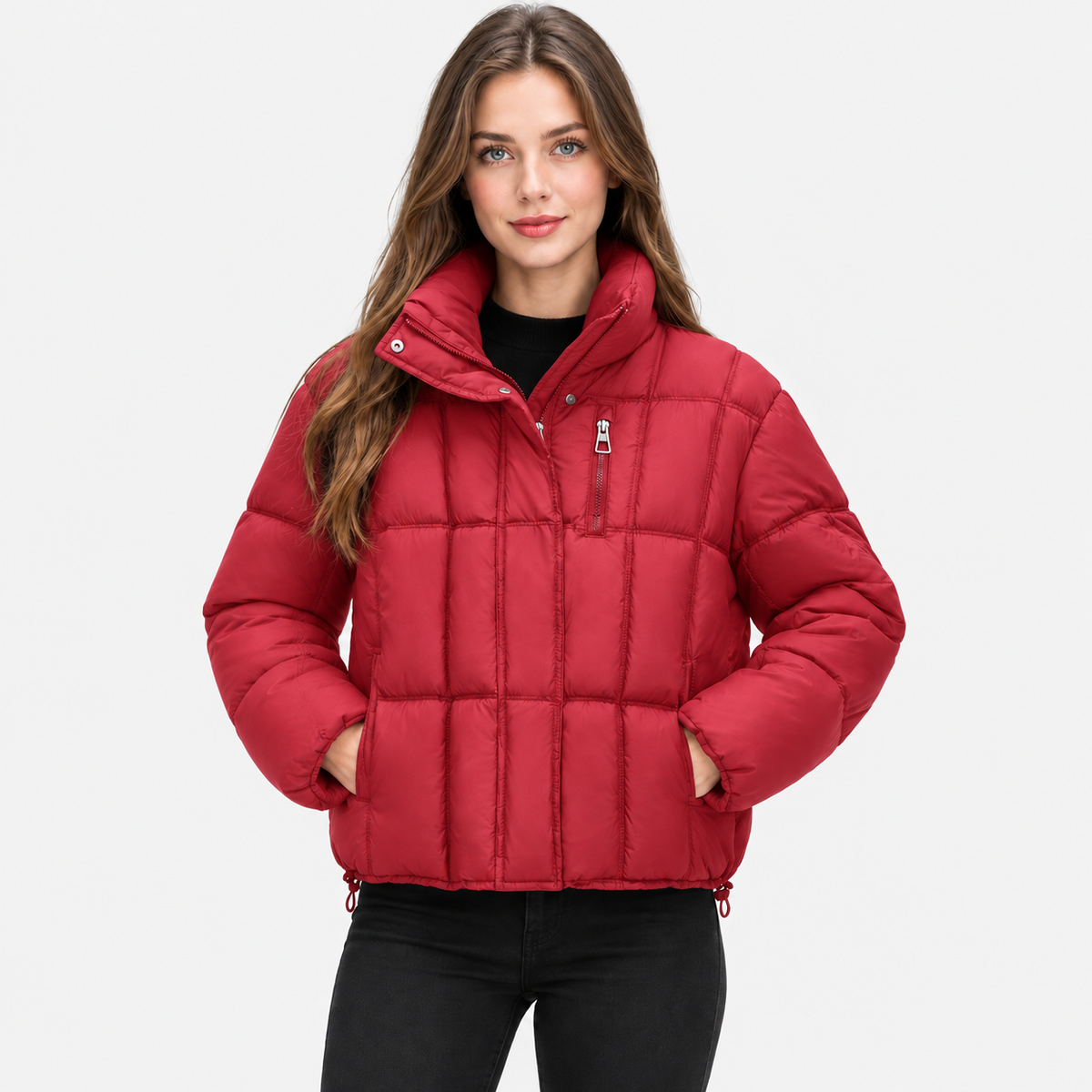 NAJAS | Women’s Loose Fit Puffer Coat Pocket Detail Casual Jacket