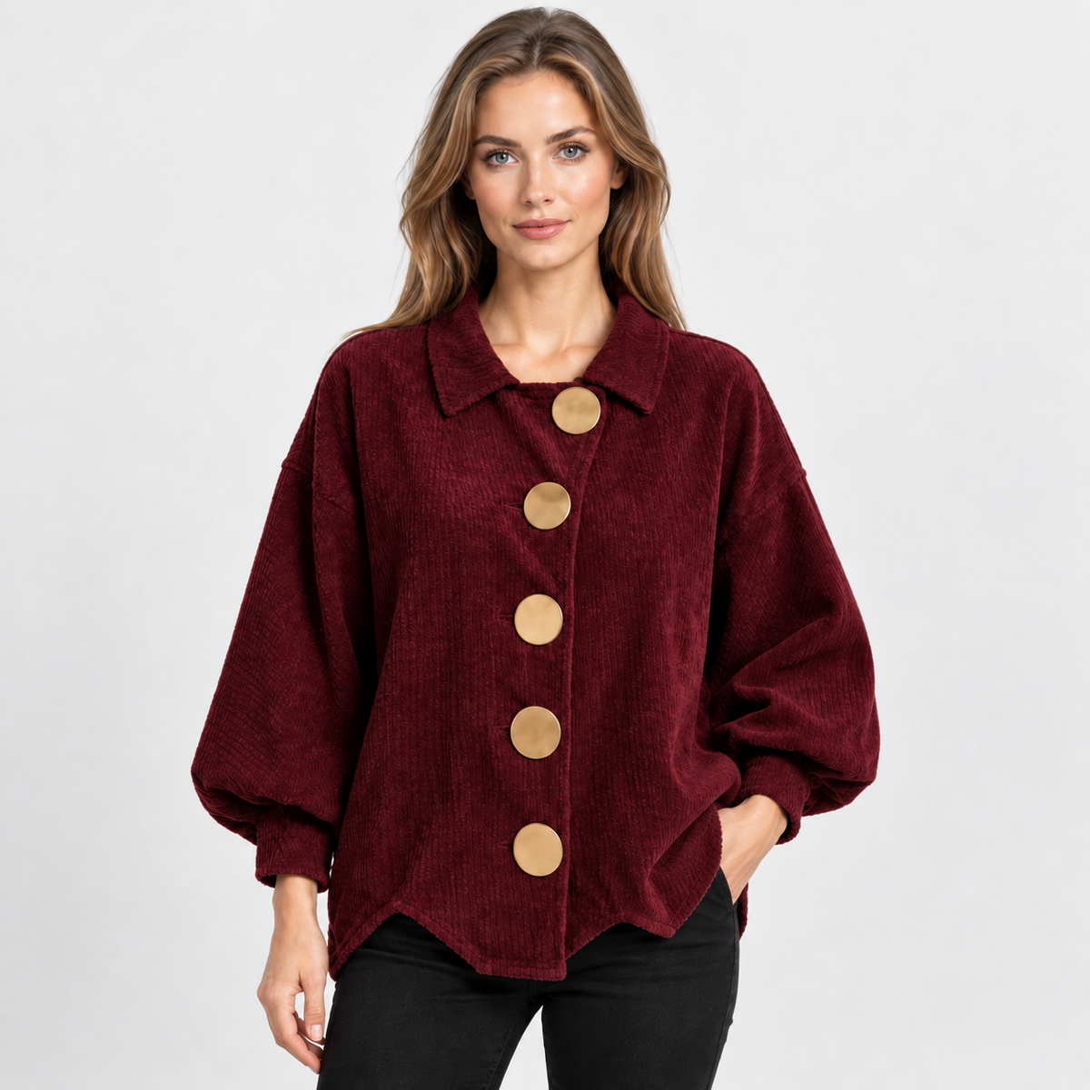 NAJAS | Women’s Corduroy Jacket Oversized Button Vintage Fall Outerwear