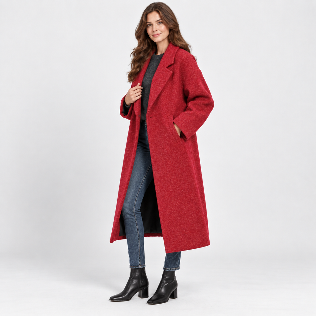 NAJAS | Women’s Long Wool Style Overcoat Lapel Winter Coat