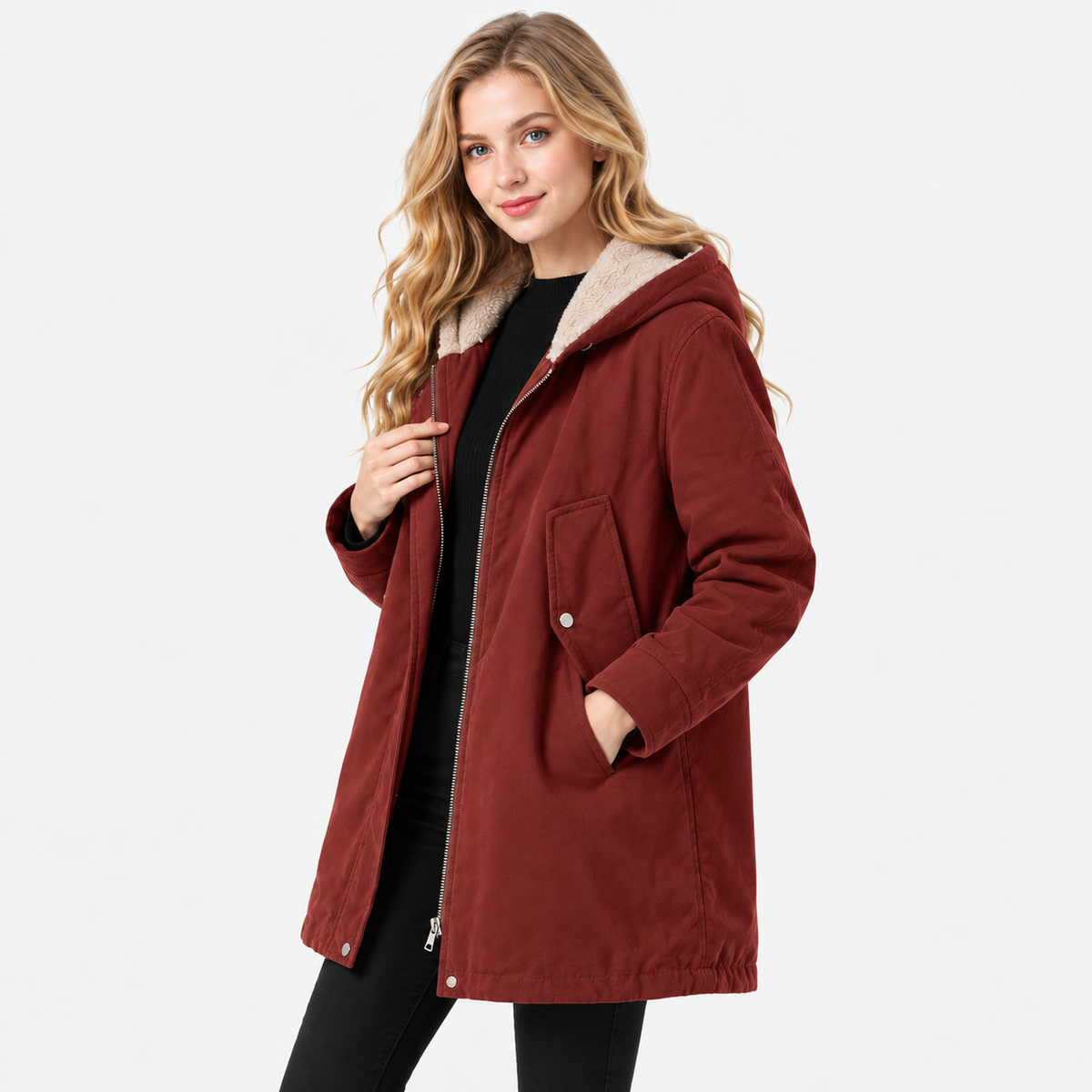 NAJAS | Women's Cotton Hooded Parka with Thick Fleece Lining