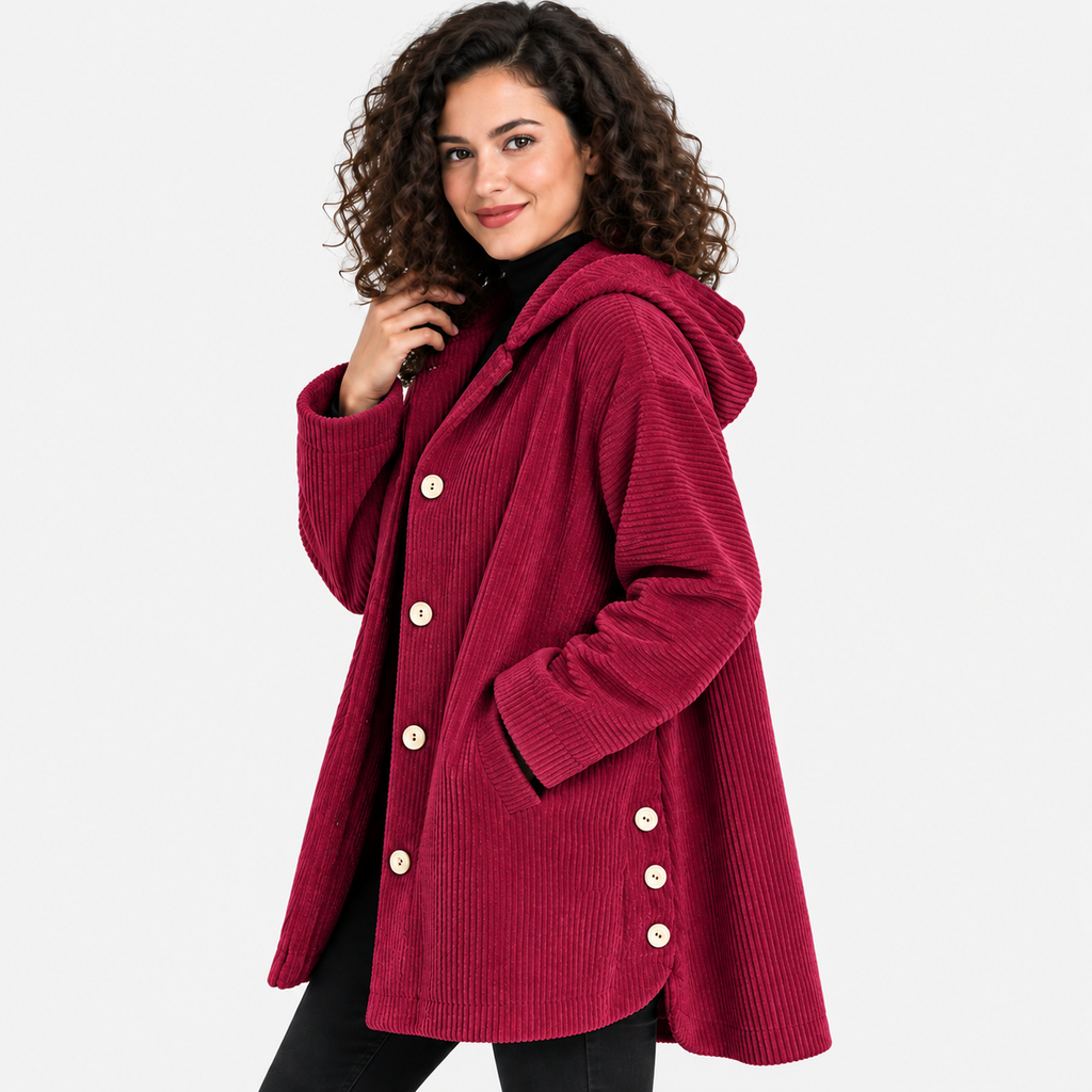NAJAS | Women’s Corduroy Jacket Hooded Warm Pocket Fall Winter Coat