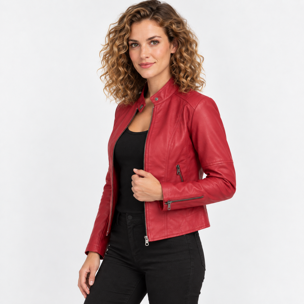 NAJAS | Women’s Leather Jacket Soft Leather Classic Fit Casual Outerwear