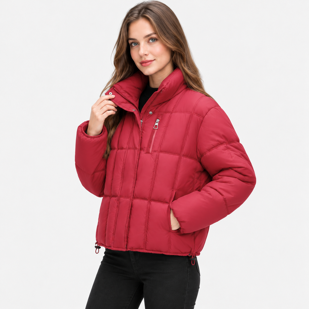 NAJAS | Women’s Loose Fit Puffer Coat Pocket Detail Casual Jacket