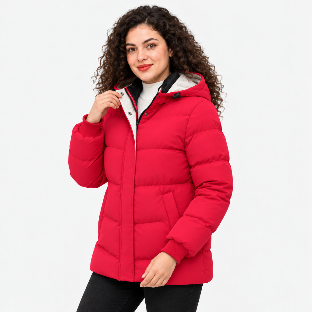 NAJAS | Women's Fleece Lined Hooded Coat Warm Padded Winter Jacket