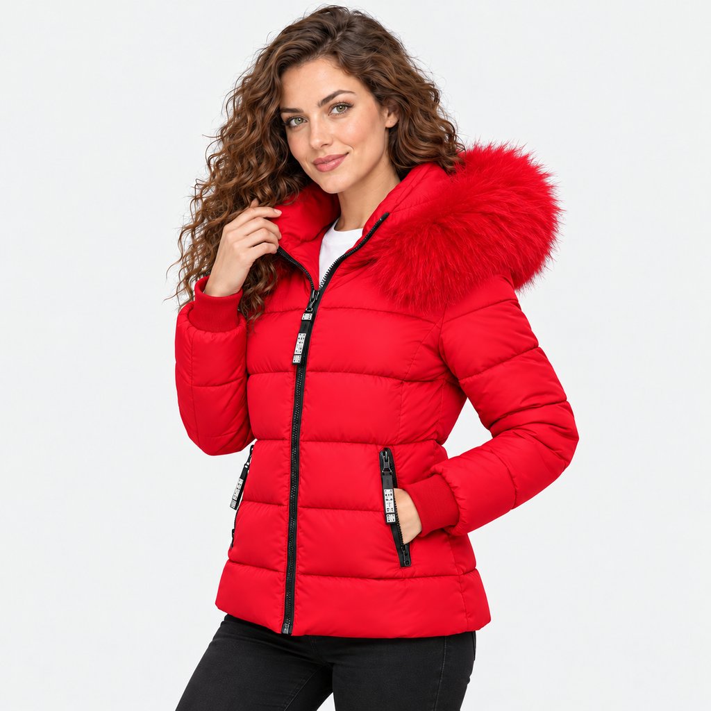 NAJAS | Women's Plus Size Padded Winter Coat with Fur Collar