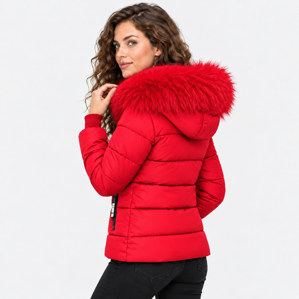 NAJAS | Women's Plus Size Padded Winter Coat with Fur Collar
