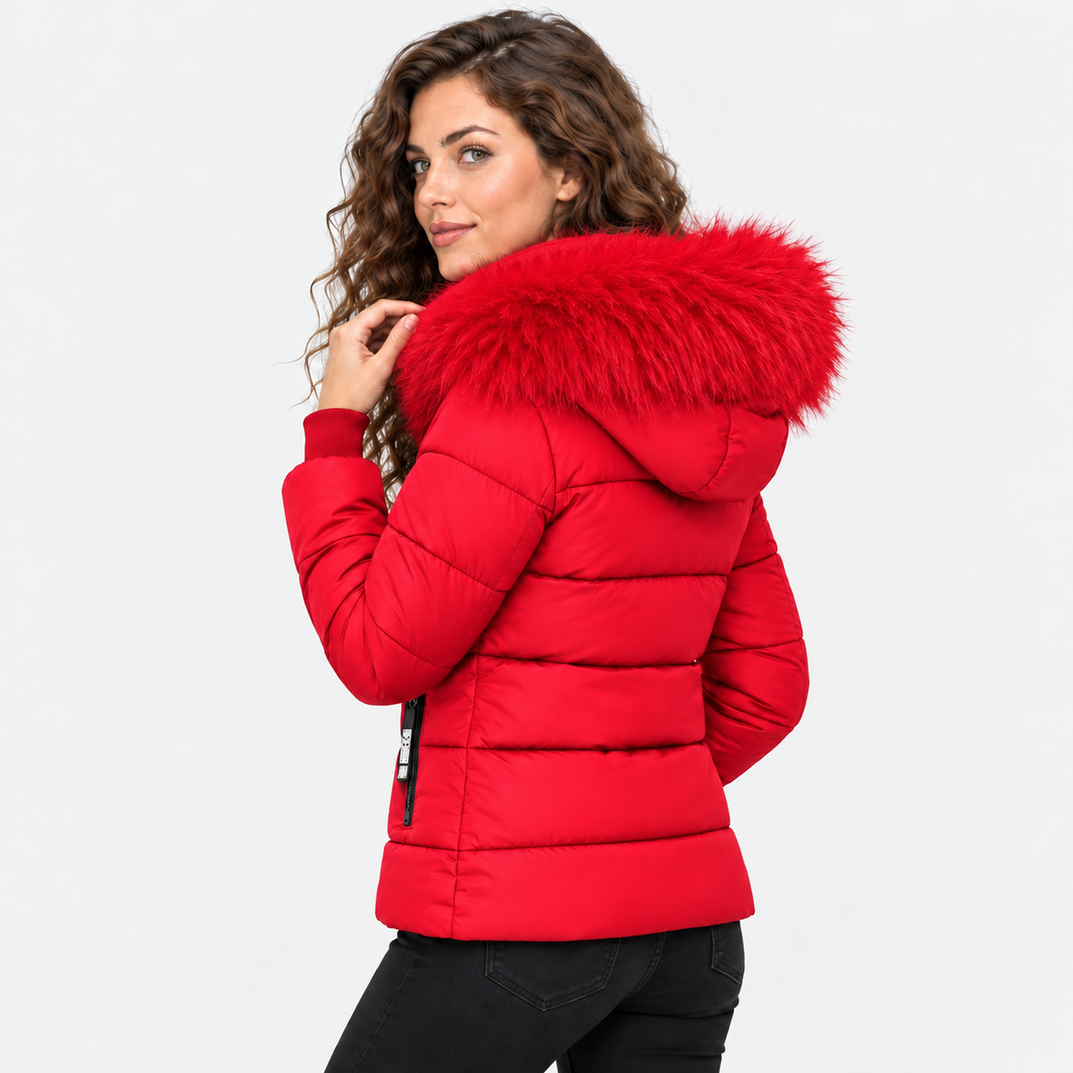 NAJAS | Women's Plus Size Padded Winter Coat with Fur Collar