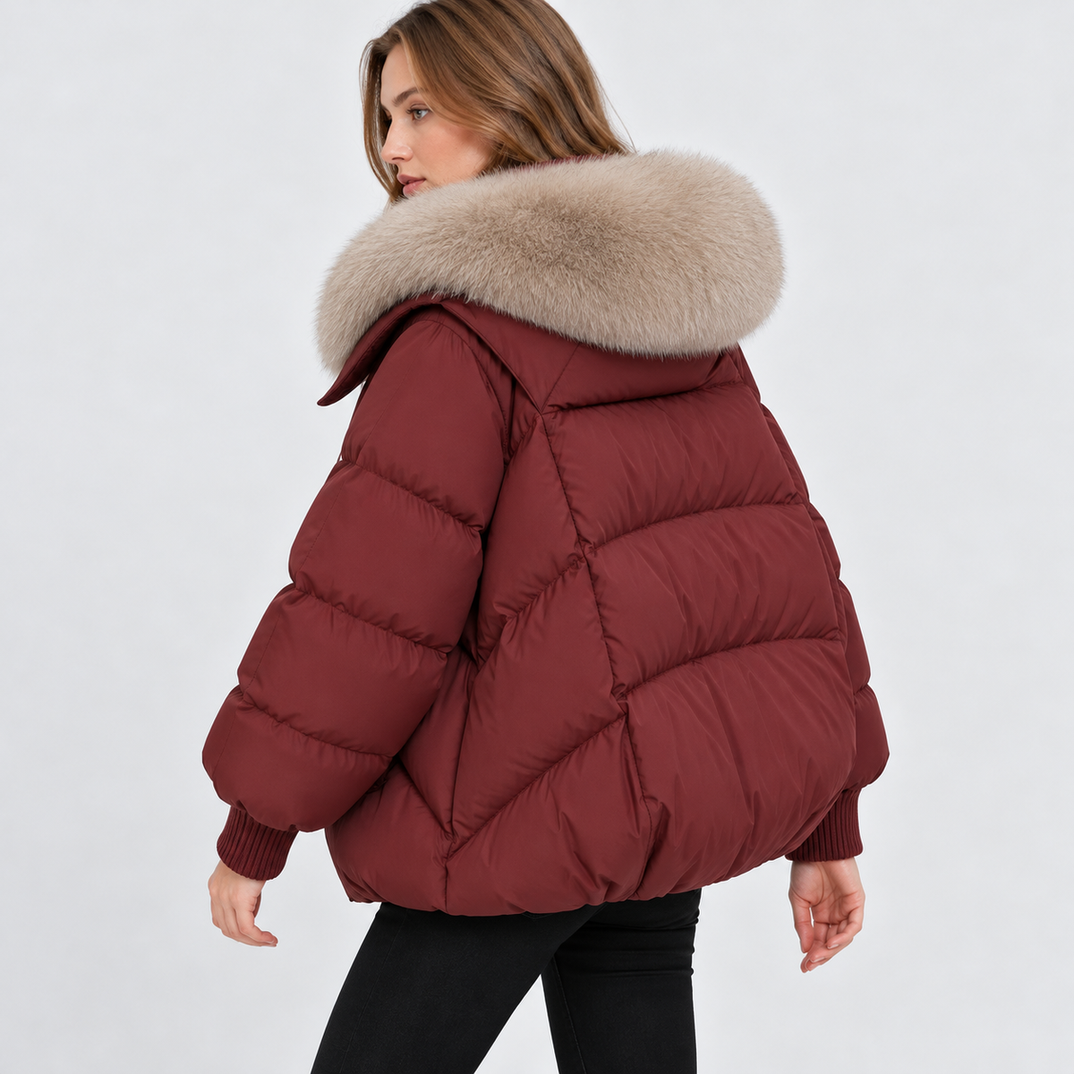NAJAS | Women's Fur Collar Winter Jacket Warm Padded Short Coat