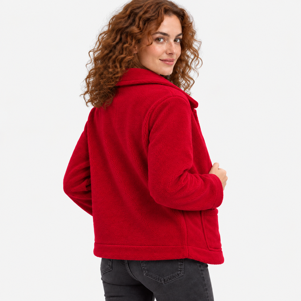NAJAS | Women’s Zipper Jacket Polyester Lapel Collar Casual Winter Coat