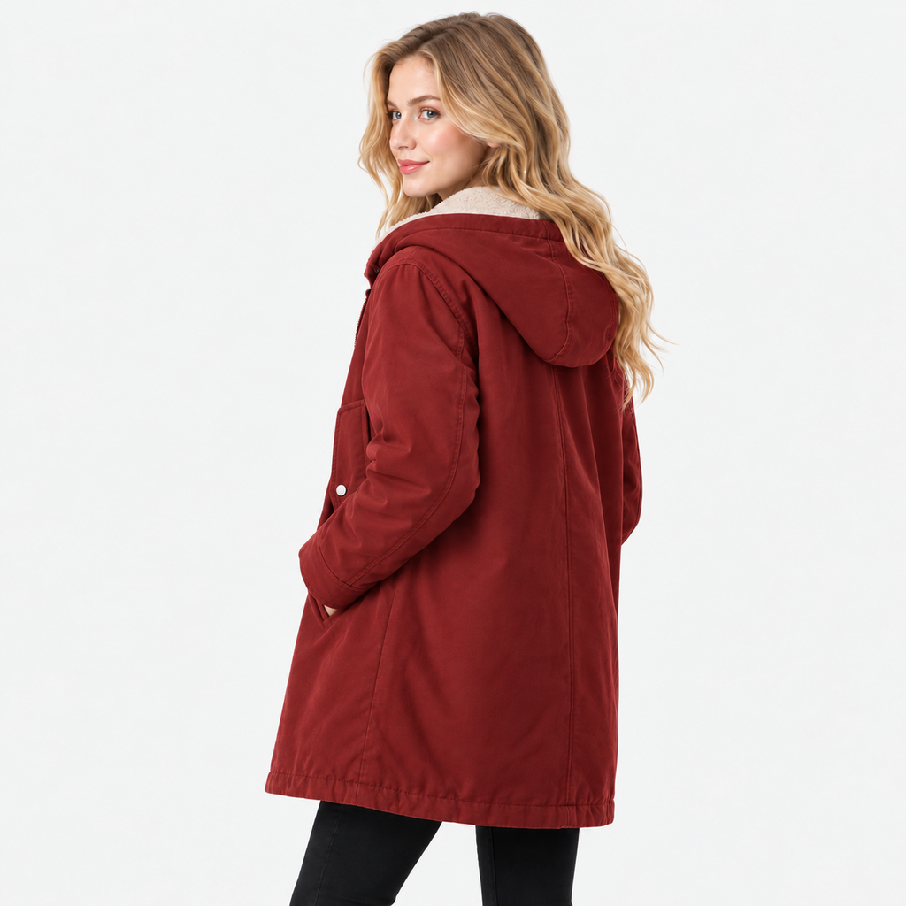 NAJAS | Women's Cotton Hooded Parka with Thick Fleece Lining