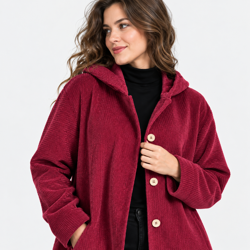 NAJAS | Women’s Corduroy Jacket Hooded Warm Pocket Fall Winter Coat