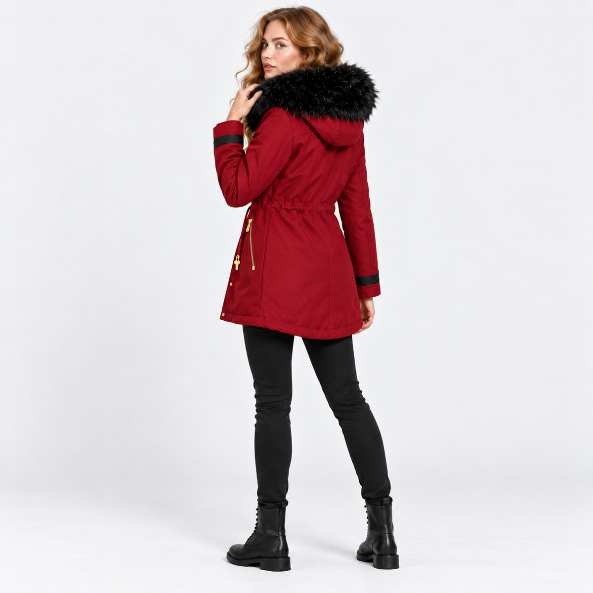 NAJAS | Women’s Faux Fur Collar Coat Polyester Thick Winter Outerwear