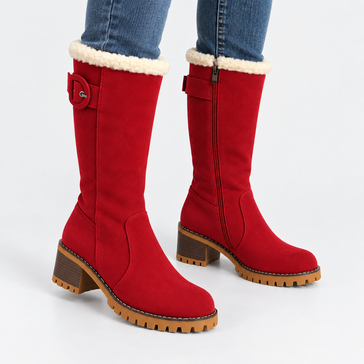 NAJAS | Women’s Knee High Boots Suede Upper Rubber Sole Casual Shoes