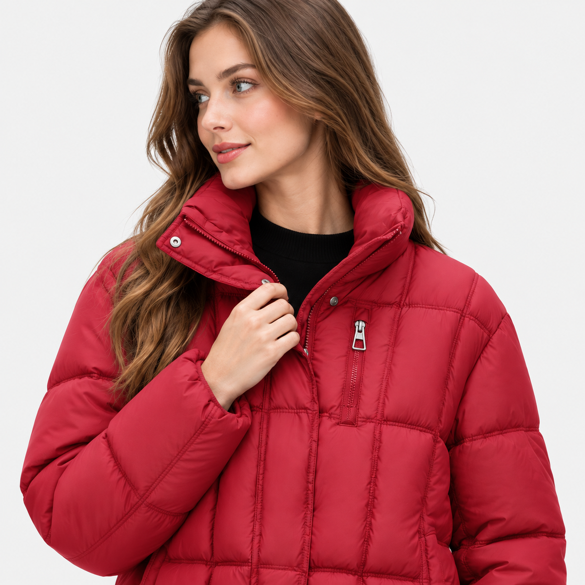 NAJAS | Women’s Loose Fit Puffer Coat Pocket Detail Casual Jacket