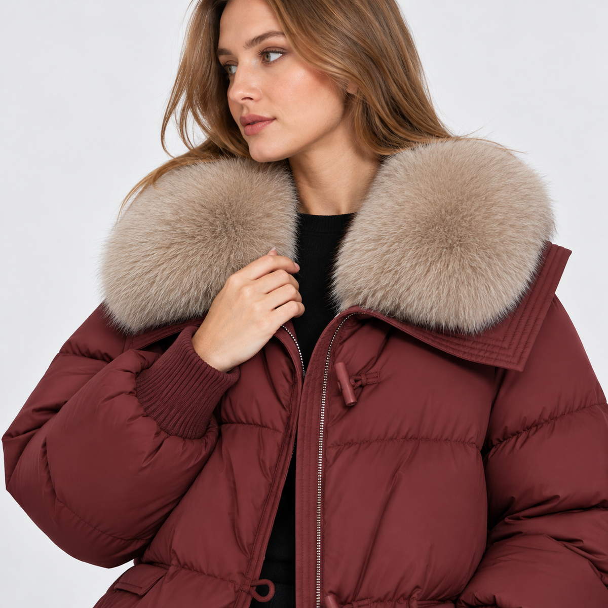 NAJAS | Women's Fur Collar Winter Jacket Warm Padded Short Coat