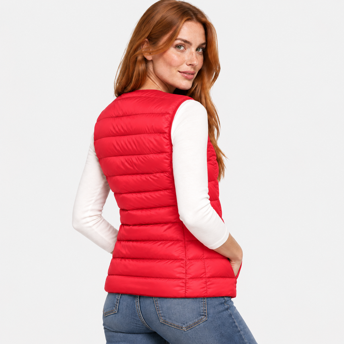 NAJAS | Women’s Down Vest Collarless Lightweight Fall Winter Outerwear