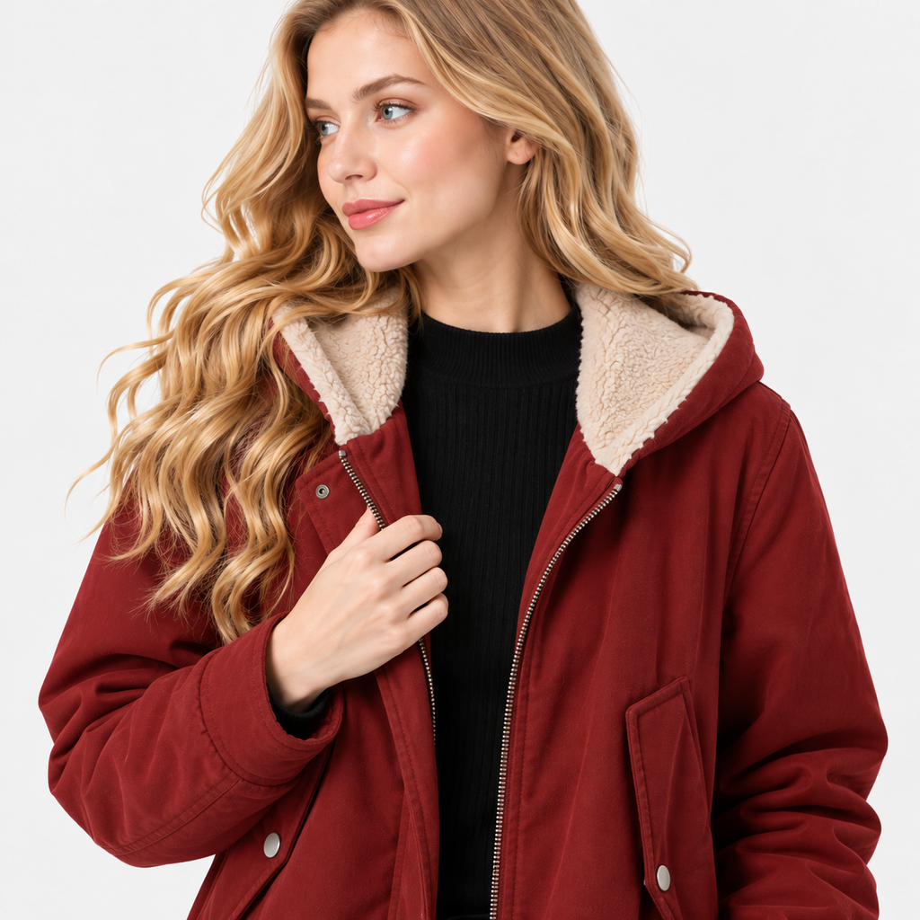 NAJAS | Women's Cotton Hooded Parka with Thick Fleece Lining