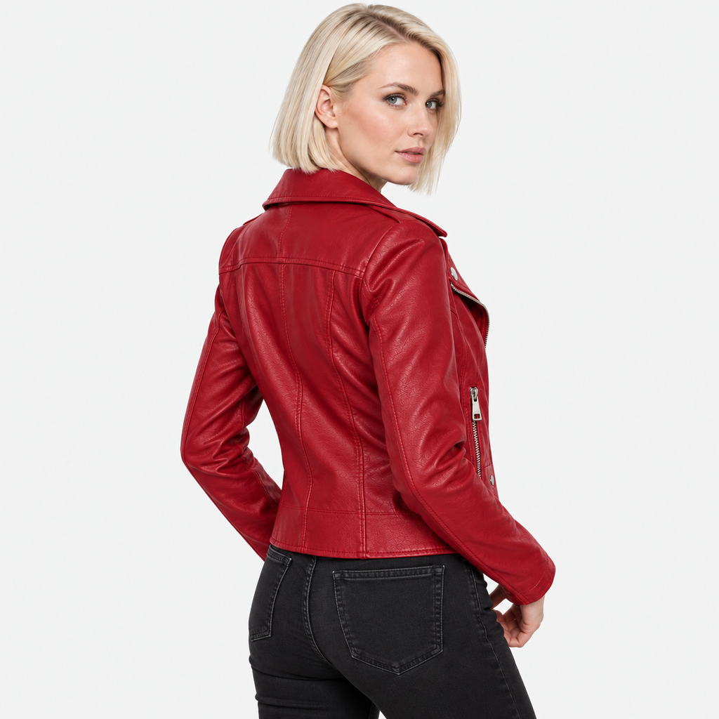 NAJAS | Women’s PU Leather Jacket Slim Fit Zip Up Winter Casual Coat