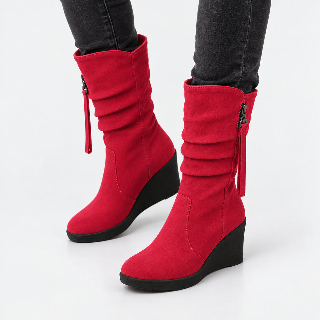 NAJAS | Women’s Suede Chelsea Boots Wedge Heel Waterproof Platform Shoes