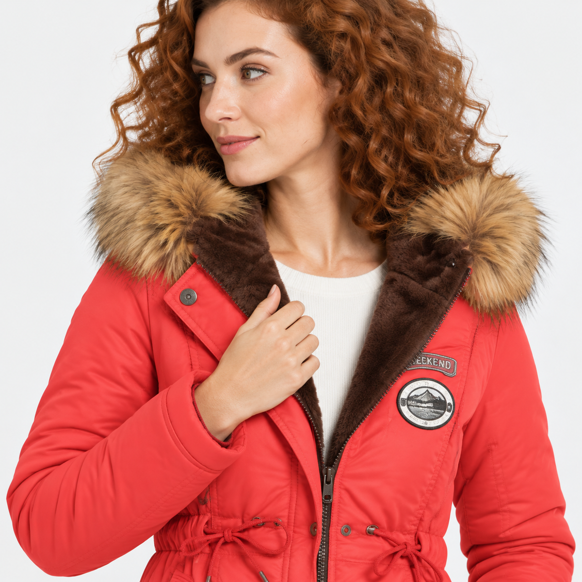 NAJAS | Women's Cotton Parka Jacket Fur Collar Hooded Winter Coat