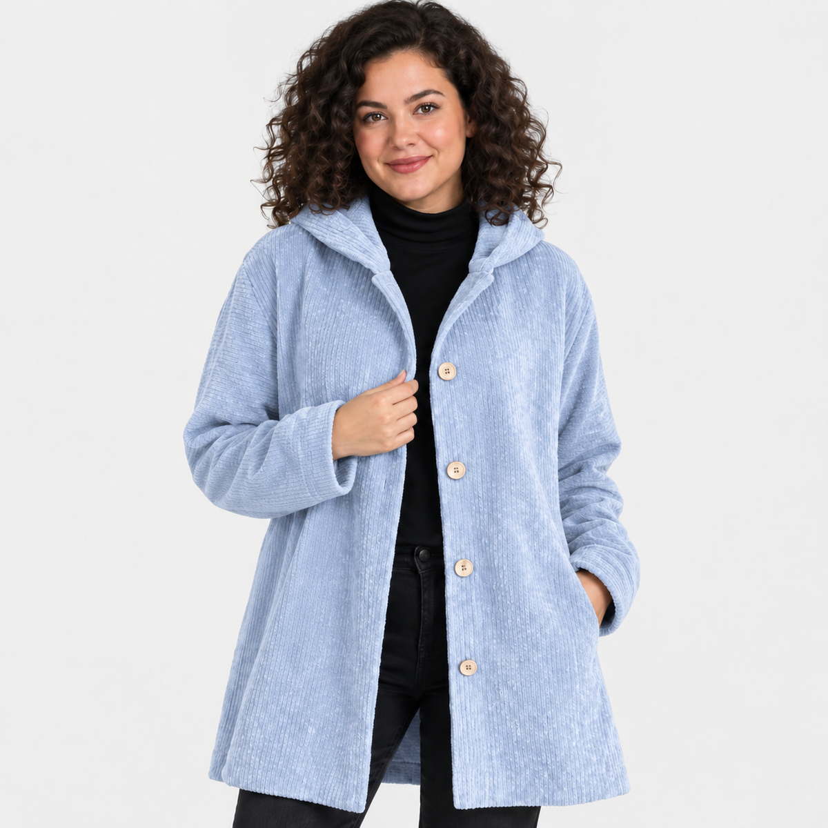 NAJAS | Women’s Corduroy Jacket Hooded Warm Pocket Fall Winter Coat