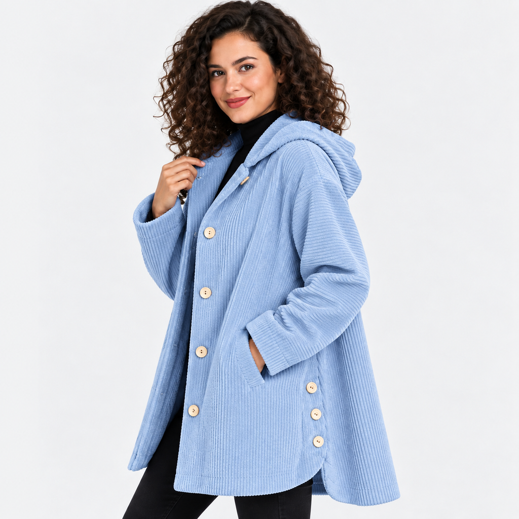 NAJAS | Women’s Corduroy Jacket Hooded Warm Pocket Fall Winter Coat