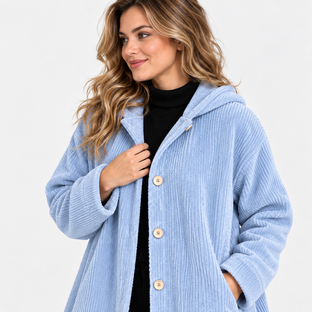 NAJAS | Women’s Corduroy Jacket Hooded Warm Pocket Fall Winter Coat
