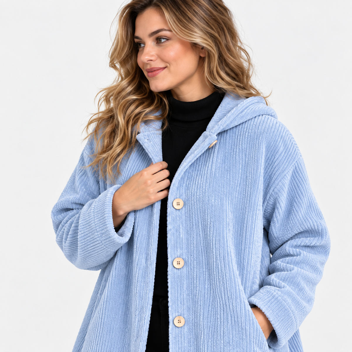NAJAS | Women’s Corduroy Jacket Hooded Warm Pocket Fall Winter Coat