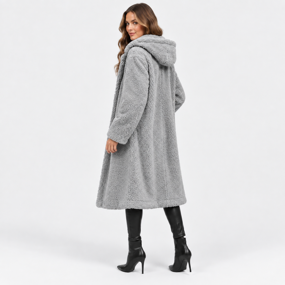 NAJAS | Women’s Teddy Coat Faux Fleece Hooded Long Winter Outerwear