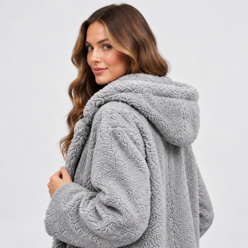 NAJAS | Women’s Teddy Coat Faux Fleece Hooded Long Winter Outerwear