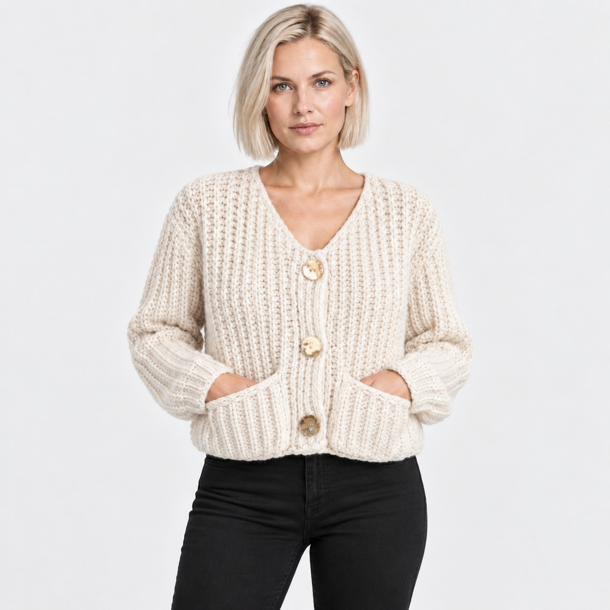 NAJAS | Women’s Single Breasted Coat Double Pocket Elegant Outerwear