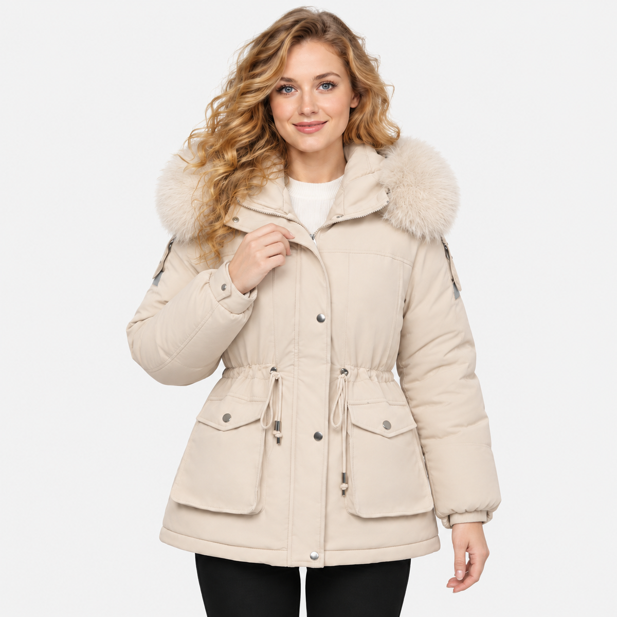 NAJAS | Women’s Velvet Padded Winter Jacket Thick Warm Casual Coat