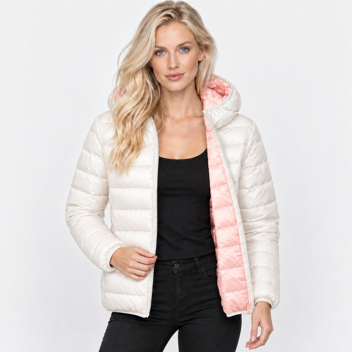 NAJAS | Women’s Duck Down Jacket Nylon Hooded Lightweight Winter Coat