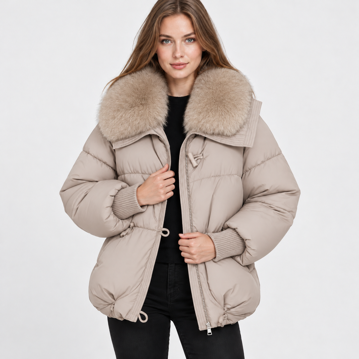 NAJAS | Women's Fur Collar Winter Jacket Warm Padded Short Coat