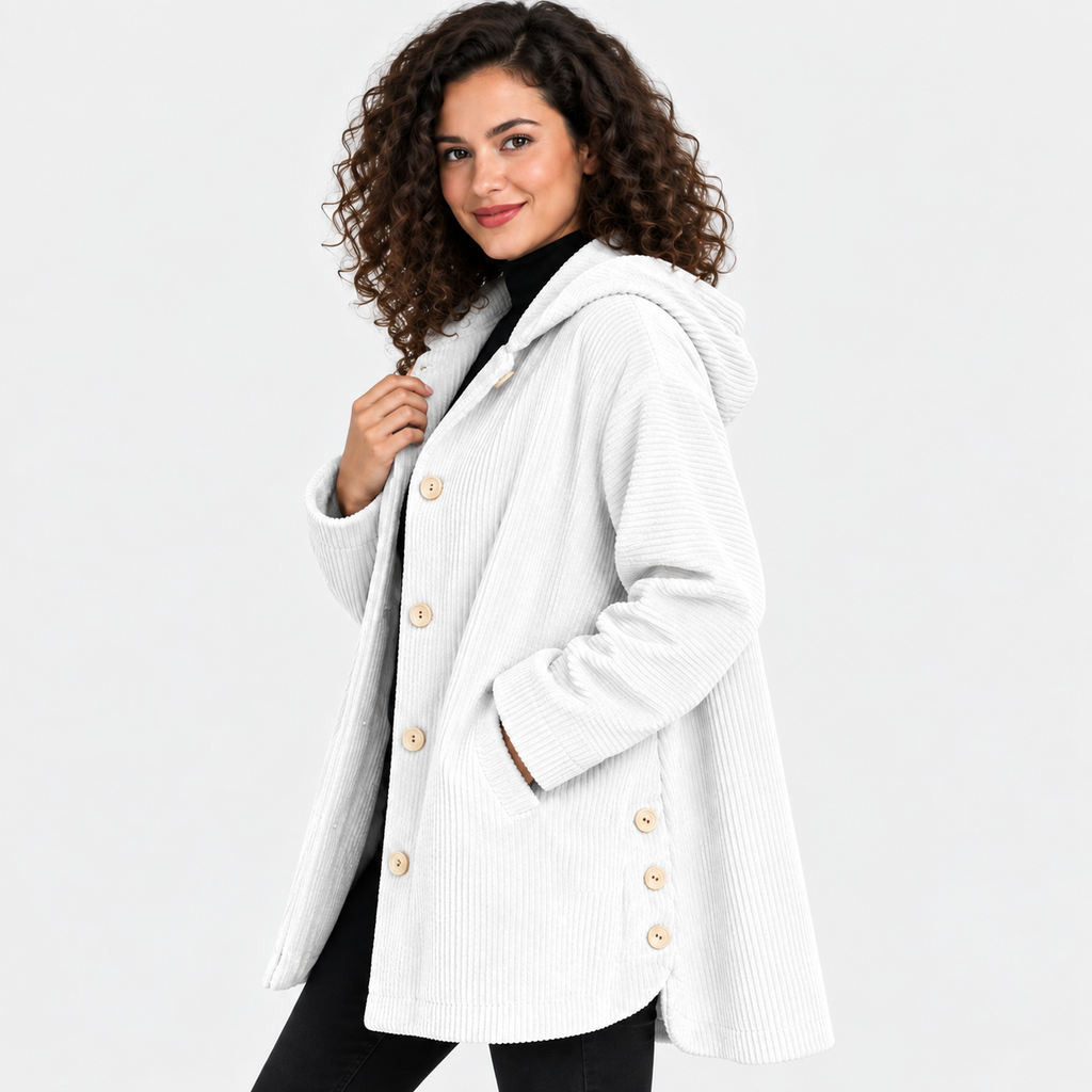 NAJAS | Women’s Corduroy Jacket Hooded Warm Pocket Fall Winter Coat