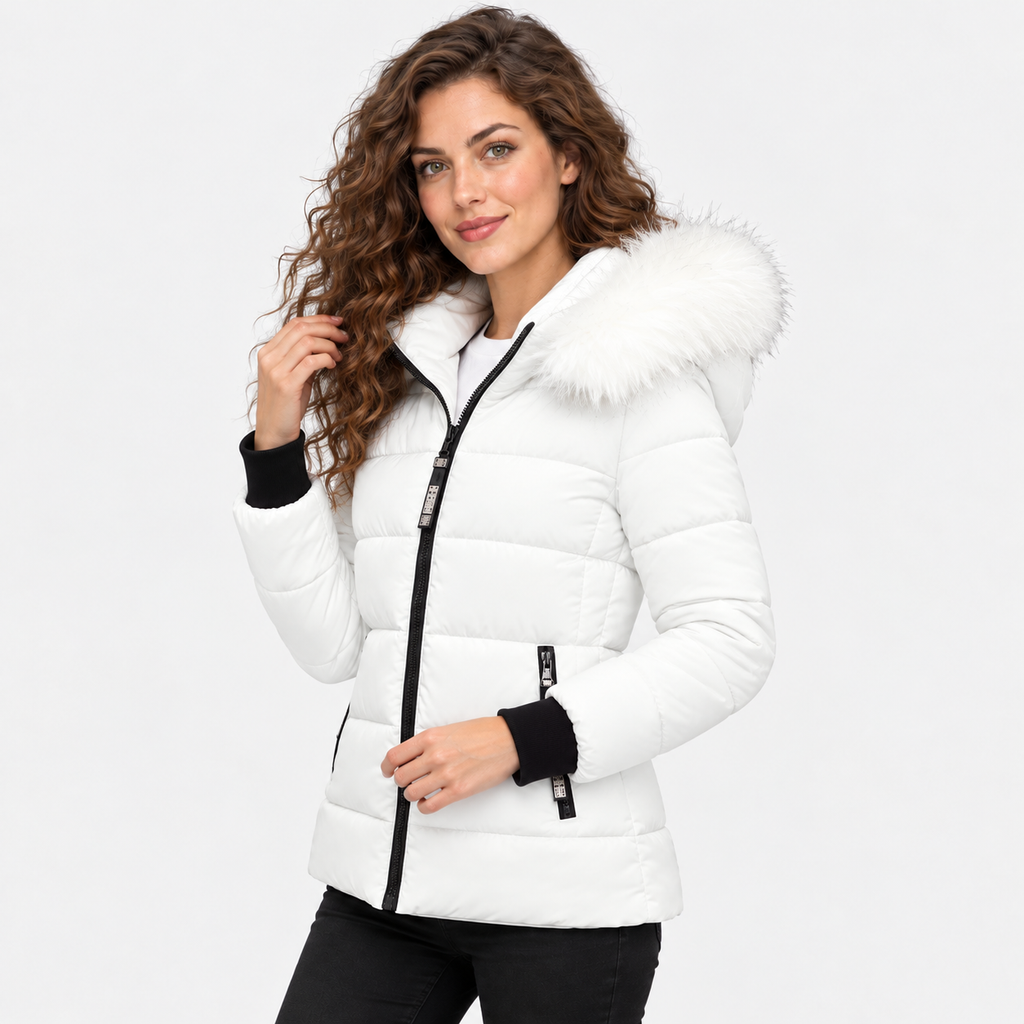 NAJAS | Women's Plus Size Padded Winter Coat with Fur Collar