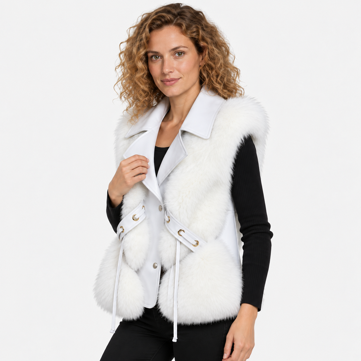 NAJAS | Women’s Plush Vest Jacket Patchwork Style Warm Fashion Coat