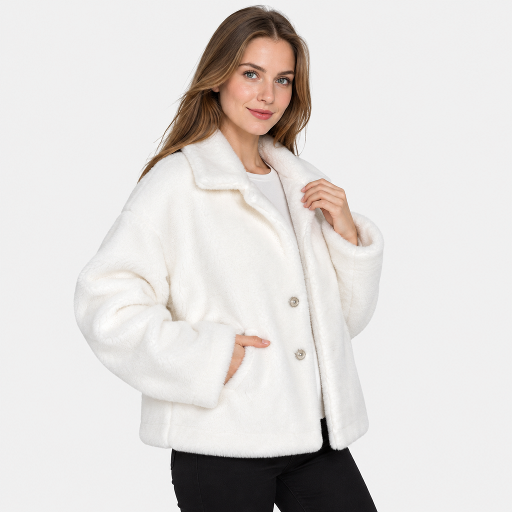 NAJAS | Women's Fleece Coat Plush Lapel Collar Warm Winter Jacket