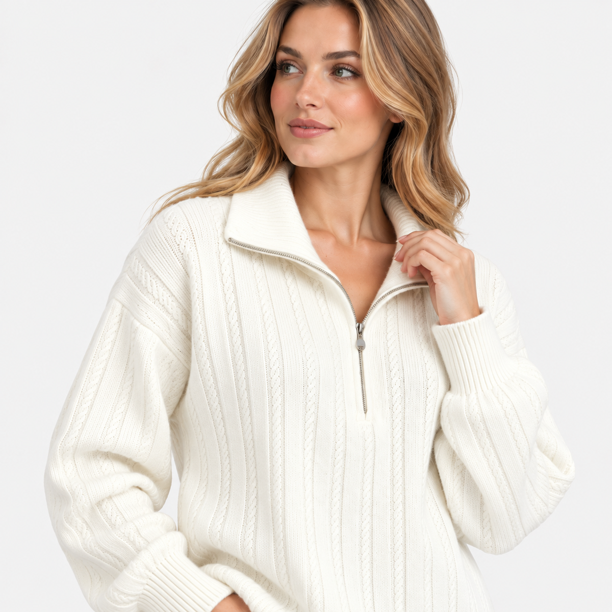 NAJAS | Women’s Knit Sweater Zip Up Pullover Thick Warm Casual Top