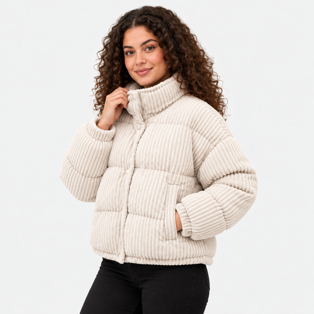 NAJAS | Women's Corduroy Puffer Jacket with Padded Lining