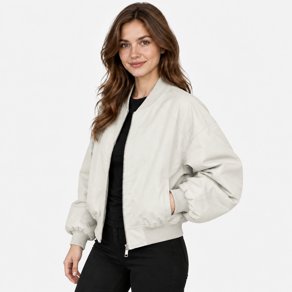 NAJAS | Women’s Solid Color Jacket Rabbit Fur Detail Long Sleeve Coat