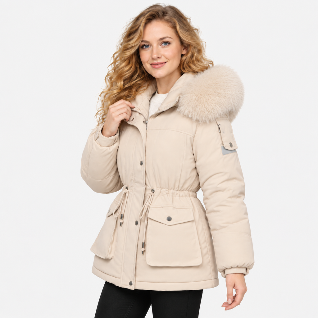 NAJAS | Women’s Velvet Padded Winter Jacket Thick Warm Casual Coat
