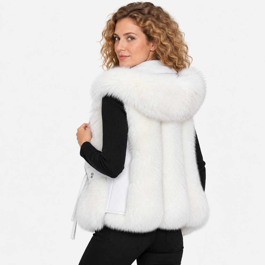 NAJAS | Women’s Plush Vest Jacket Patchwork Style Warm Fashion Coat
