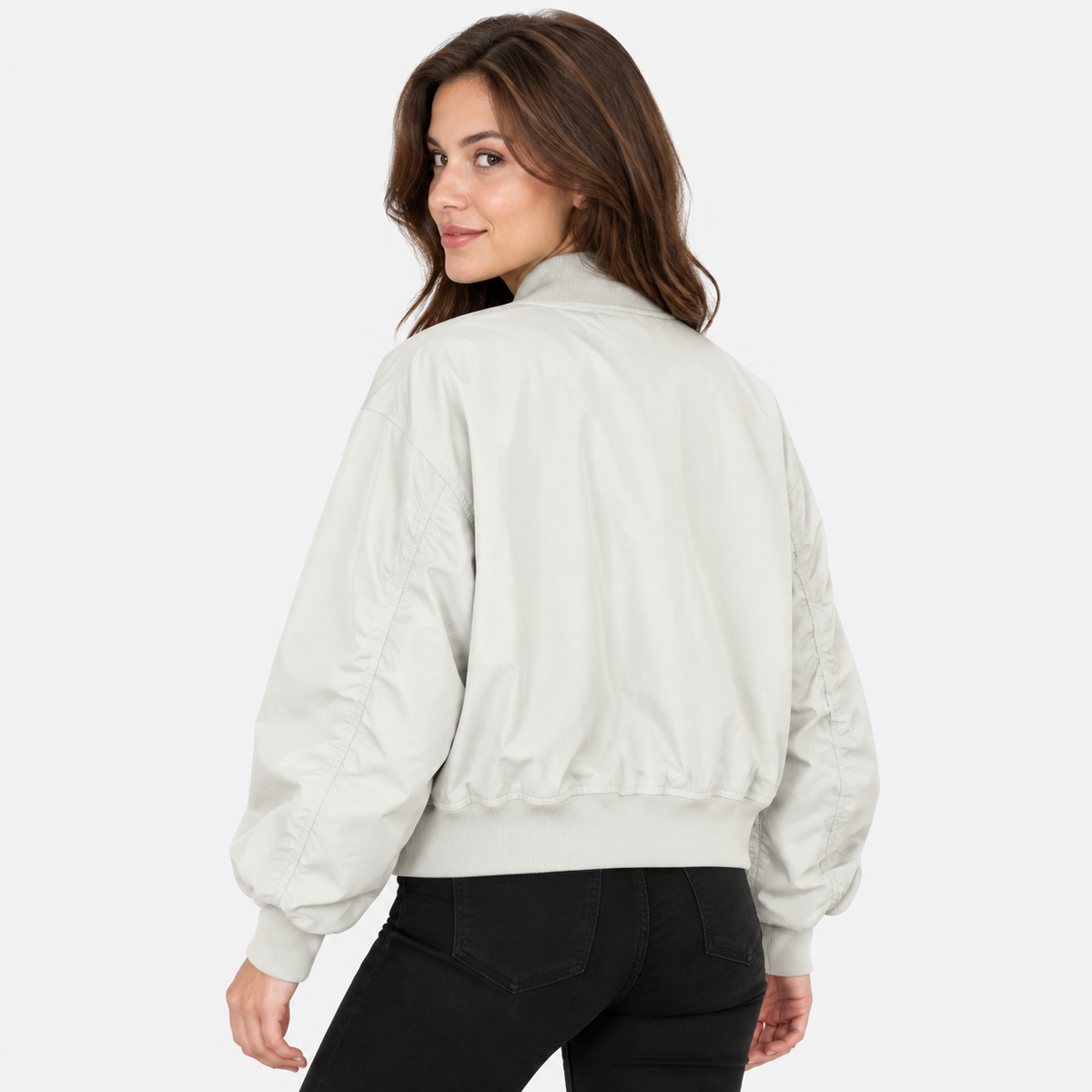 NAJAS | Women’s Solid Color Jacket Rabbit Fur Detail Long Sleeve Coat