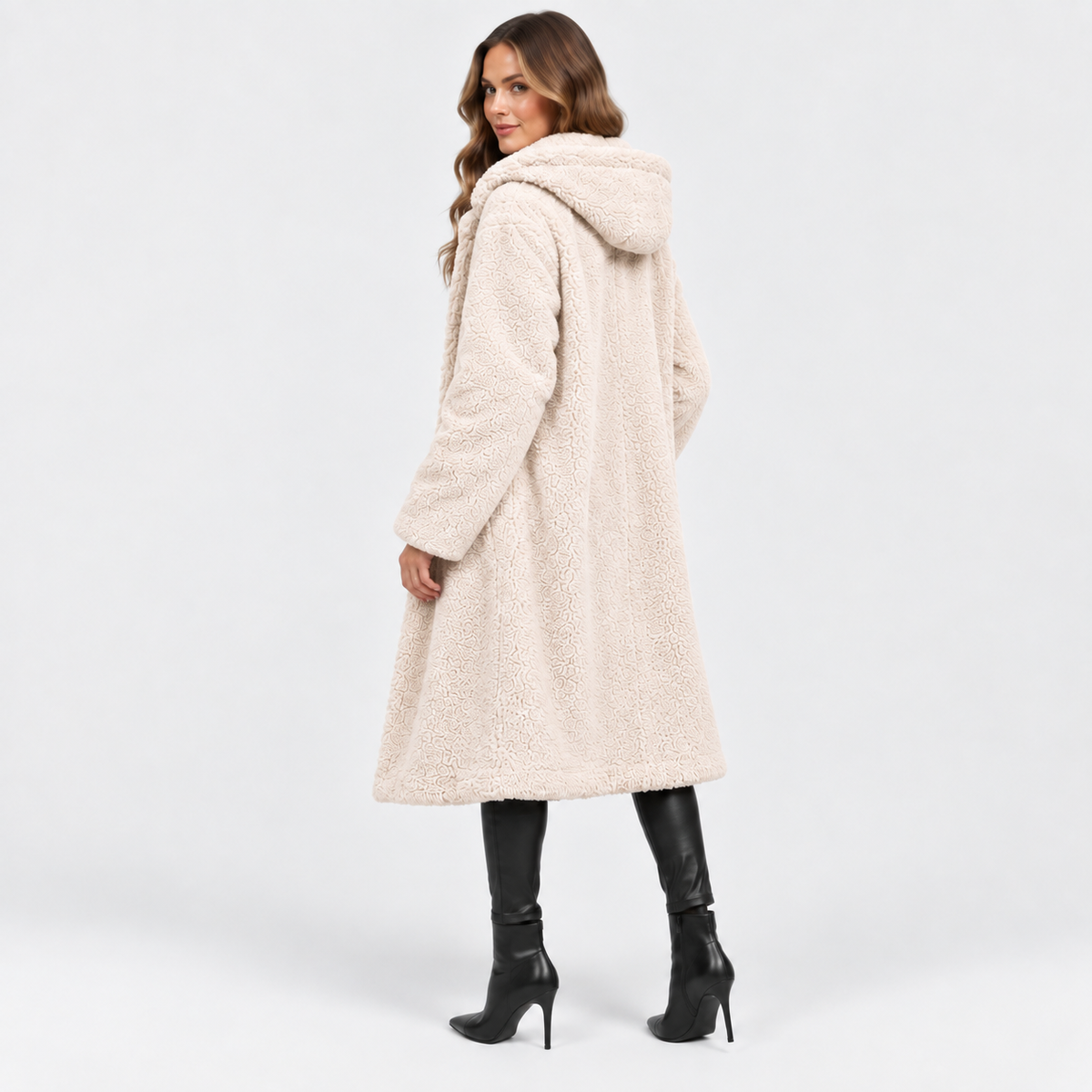 NAJAS | Women’s Teddy Coat Faux Fleece Hooded Long Winter Outerwear