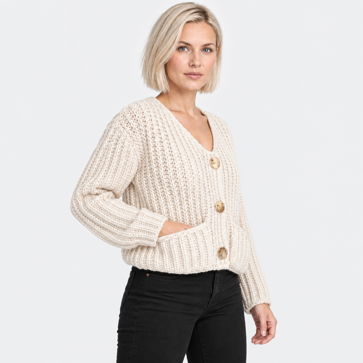 NAJAS | Women’s Single Breasted Coat Double Pocket Elegant Outerwear