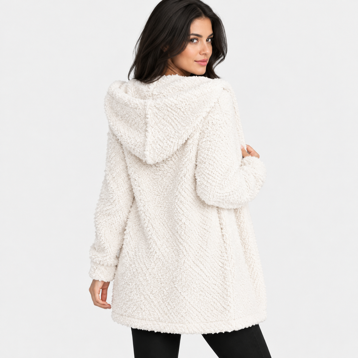 NAJAS | Women's Cotton Blend Hooded Cardigan Jacket with Loose Fit