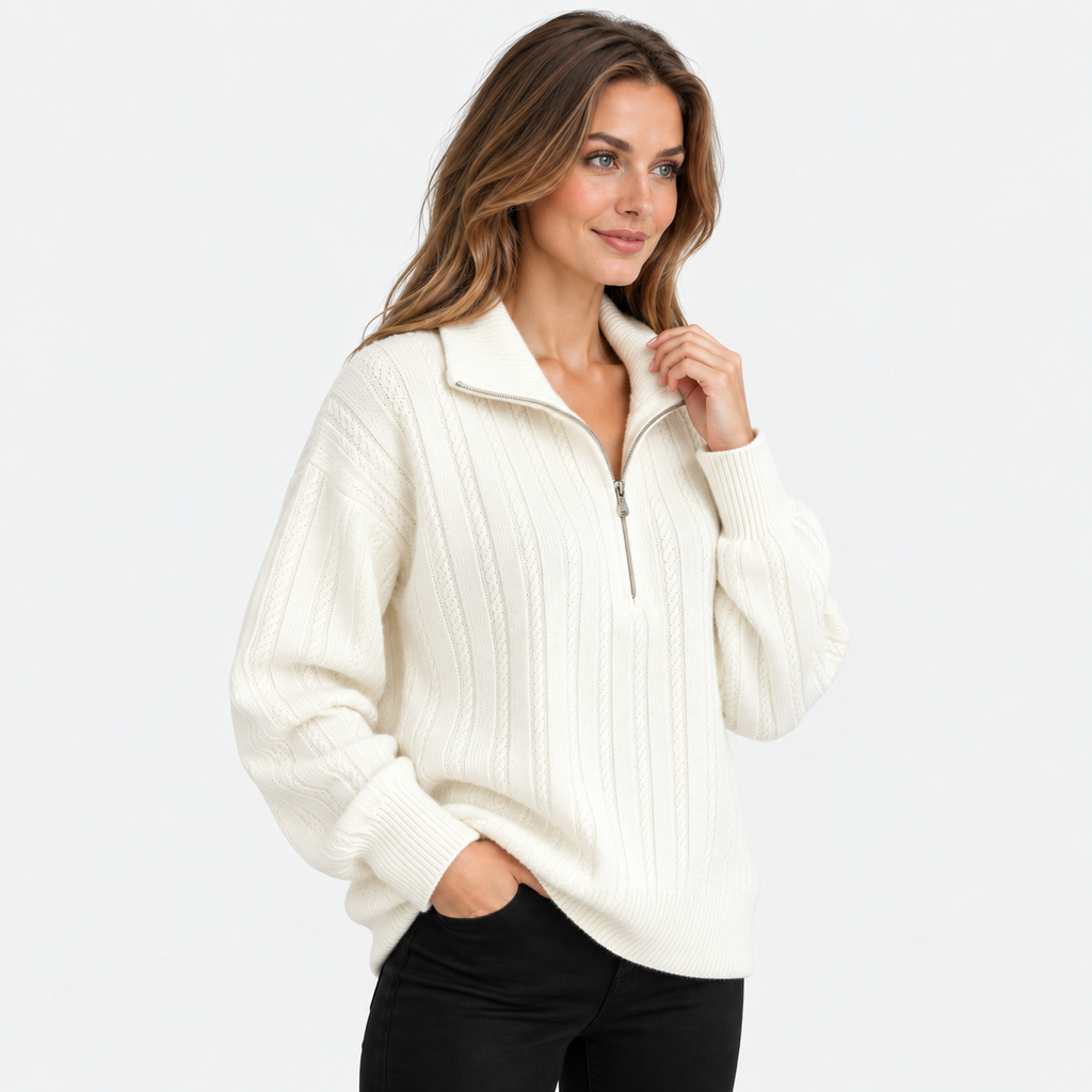 NAJAS | Women’s Knit Sweater Zip Up Pullover Thick Warm Casual Top